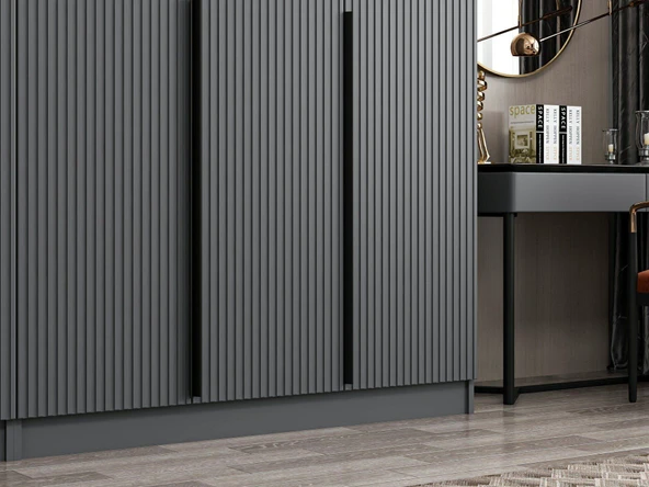 Minar Kale Plus190 5 Mebran Kapaklı 2Ç Dolap Antrasit Mebran - Resim 4