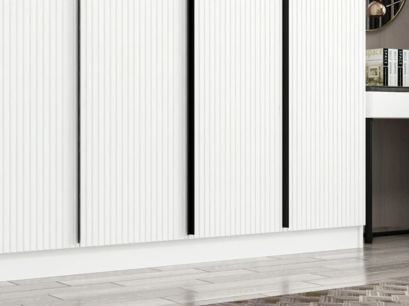 Minar Kale Plus190 7 Mebran Kapaklı 4Ç Dolap Beyaz Mebran - Resim 4