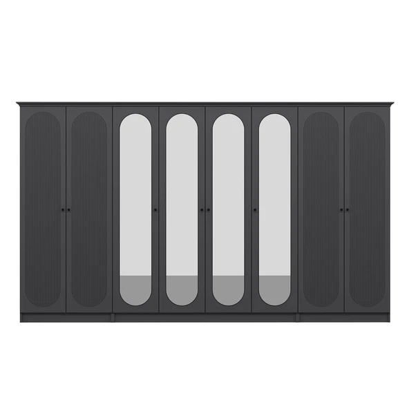 Minar Kale 190 8 Kapak 4A 2Ç Dolap Antrasit - Mebran Defne Ayna Antr - Resim 6