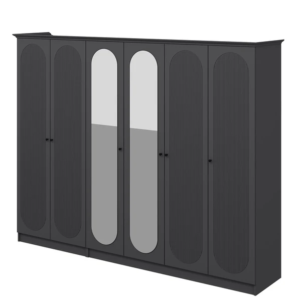 Minar Kale 190 6 Kapak 2A 2Ç Dolap Antrasit - Mebran Defne Ayna Antr - Resim 7