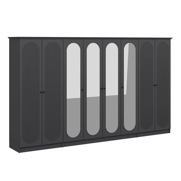 Minar Kale 190 8 Kapak 4A 2Ç Dolap Antrasit - Mebran Defne Ayna Antr - Resim 5