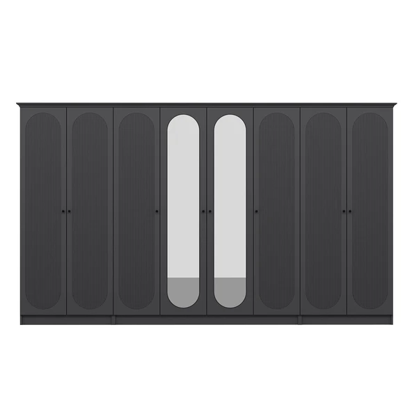 Minar Kale 190 8 Kapak 2A 2Ç Dolap Antrasit - Mebran Defne Ayna Antr - Resim 6