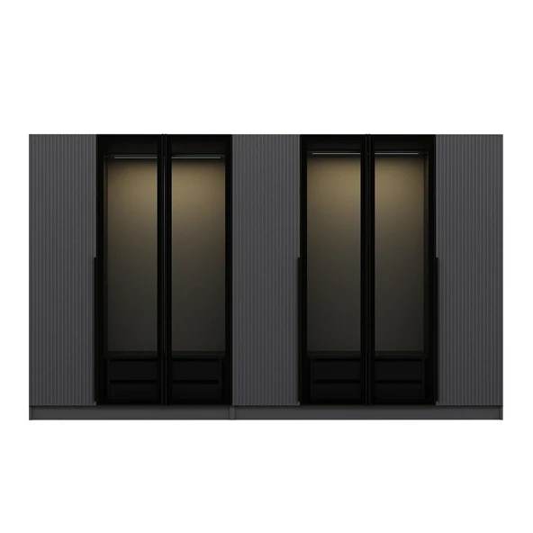 Minar Kale Plus190 7 Mebran Kapaklı 4Ç Dolap Antrasit Mebran Füme Cam - Resim 6