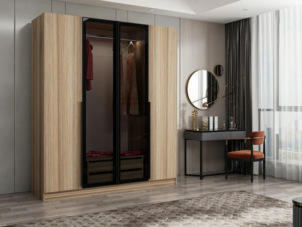 Minar Kale Plus190 4 Kapaklı 2Ç Dolap Dore Plus Dore Füme Cam