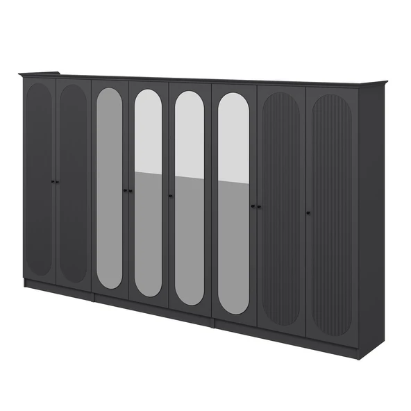 Minar Kale 190 8 Kapak 4A 4Ç Dolap Antrasit - Mebran Defne Ayna Antr - Resim 7