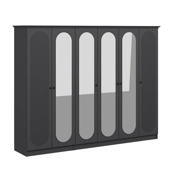 Minar Kale 190 6 Kapak 4A 2Ç Dolap Antrasit - Mebran Defne Ayna Antr - Resim 5