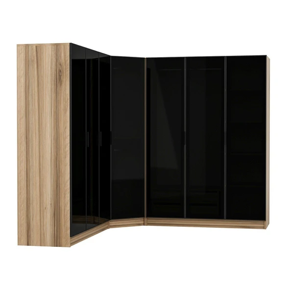 Minar Kale 190 7 Füme Cam Kapaklı 4Ç Köşe Dolap Dore Füme Cam - Resim 7