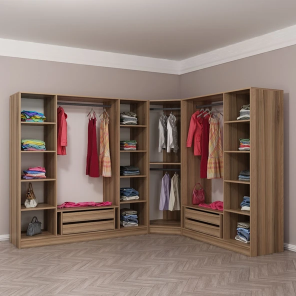 Minar Kaleplus190 8 Kapaklı 4 Çekmeceli Köşe Dolap Dore Dore Plus - Resim 4