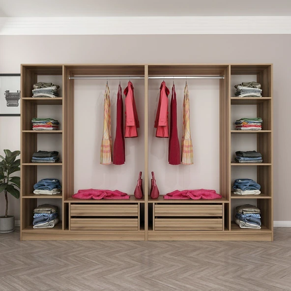 Minar Kale Plus190 6 Kapaklı 4Ç Dolap Dore Plus Dore Füme Cam - Resim 5