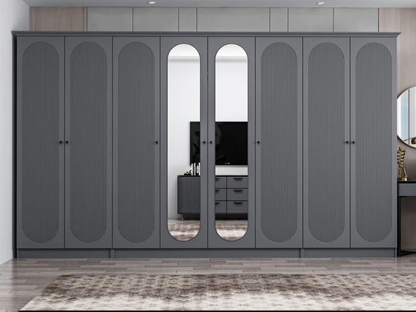 Minar Kale 190 8 Kapak 2A 2Ç Dolap Antrasit - Mebran Defne Ayna Antr ürün görseli