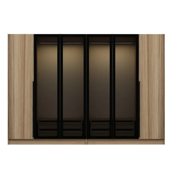 Minar Kale Plus190 6 Kapaklı 4Ç Dolap Dore Plus Dore Füme Cam - Resim 6