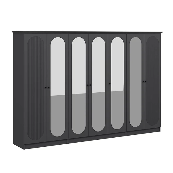 Minar Kale 190 7 Kapak 5A 2Ç Dolap Antrasit - Mebran Defne Ayna Antr - Resim 5