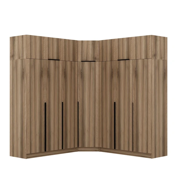 Minar Kaleplus190 7 Kapaklı 4 Çekmeceli Köşe Dolap Dore Dore Plus + Yüklük - Resim 4