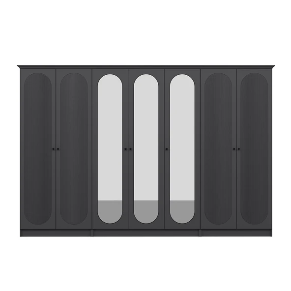 Minar Kale 190 7 Kapak 3A 2Ç Dolap Antrasit - Mebran Defne Ayna Antr - Resim 6