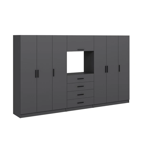 Minar Kale190 6 Kapaklı 4 Çekmeceli Tv Modüllü Dolap Antrasit - Resim 4