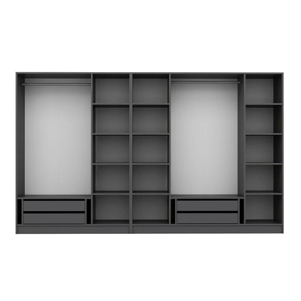 Minar Kale Plus190 7 Mebran Kapaklı 4Ç Dolap Antrasit Mebran Füme Cam - Resim 7