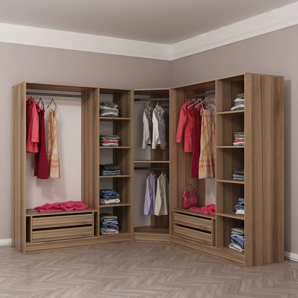 Minar Kale 190 7 Füme Cam Kapaklı 4Ç Köşe Dolap Dore Füme Cam - Resim 4