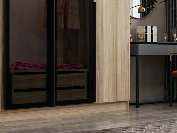 Minar Kale Plus190 6 Kapaklı 2Ç Dolap Dore Plus Dore Füme Cam - Resim 4