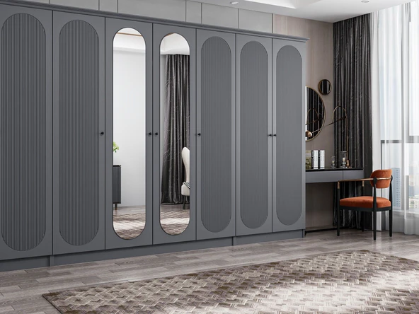 Minar Kale 190 8 Kapak 2A 2Ç Dolap Antrasit - Mebran Defne Ayna Antr - Resim 2