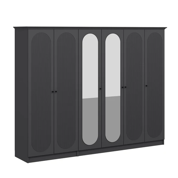 Minar Kale 190 6 Kapak 2A 2Ç Dolap Antrasit - Mebran Defne Ayna Antr - Resim 5