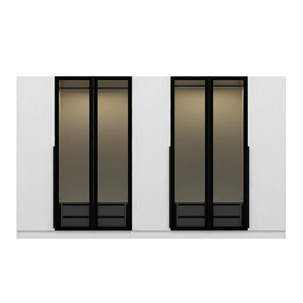 Minar Kale Plus190 7 Mebran Kapaklı 4Ç Dolap Beyaz Mebran Füme Cam - Resim 6