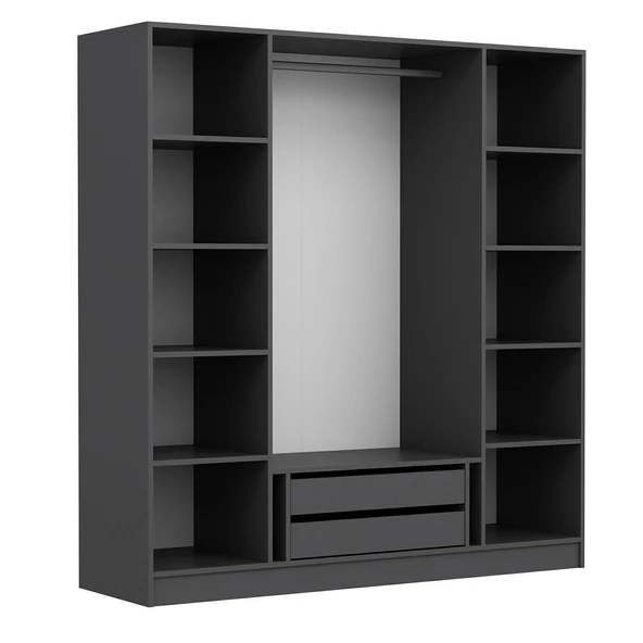 Minar Kale Plus190 4 Mebran Kapaklı 2Ç Dolap Antrasit Mebran - Resim 7