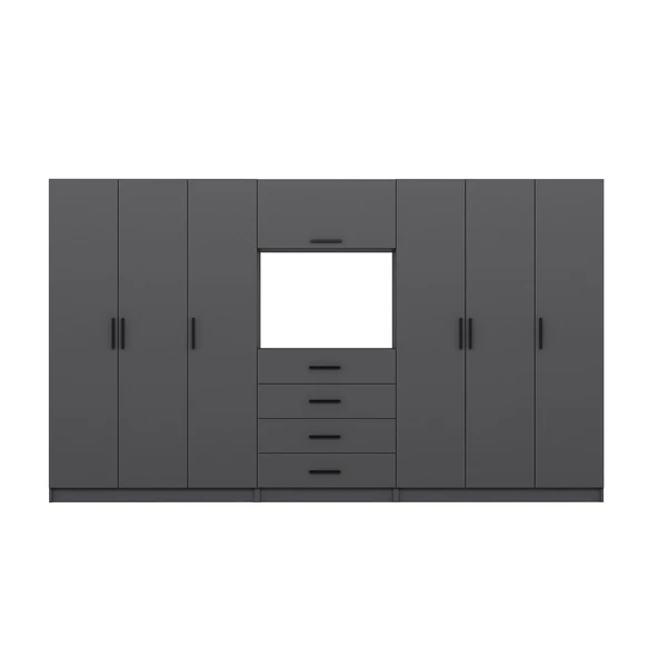 Minar Kale190 6 Kapaklı 4 Çekmeceli Tv Modüllü Dolap Antrasit - Resim 5