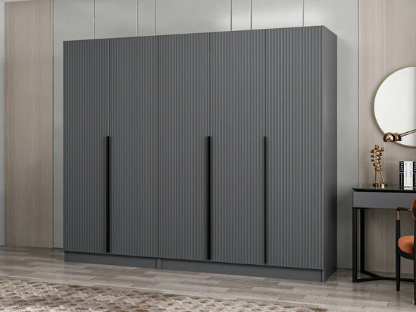 Minar Kale Plus190 5 Mebran Kapaklı 2Ç Dolap Antrasit Mebran - Resim 3