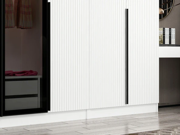 Minar Kale Plus190 8 Mebran Kapaklı 2Ç Dolap Beyaz Mebran Füme Cam - Resim 4