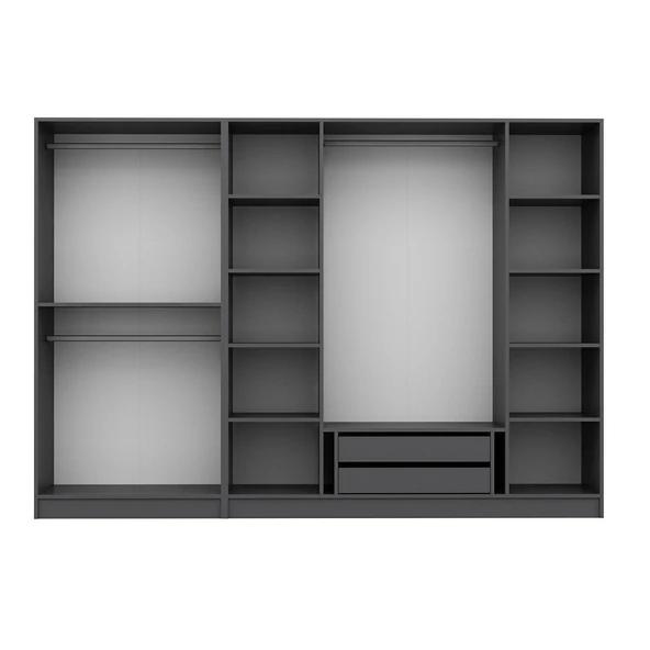 Minar Kale Plus190 6 Mebran Kapaklı 2Ç Dolap Antrasit Mebran Füme Cam - Resim 7