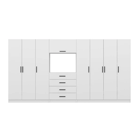 Minar Kale190 7 Kapaklı 4 Çekmeceli Tv Modüllü Dolap Beyaz - Resim 5