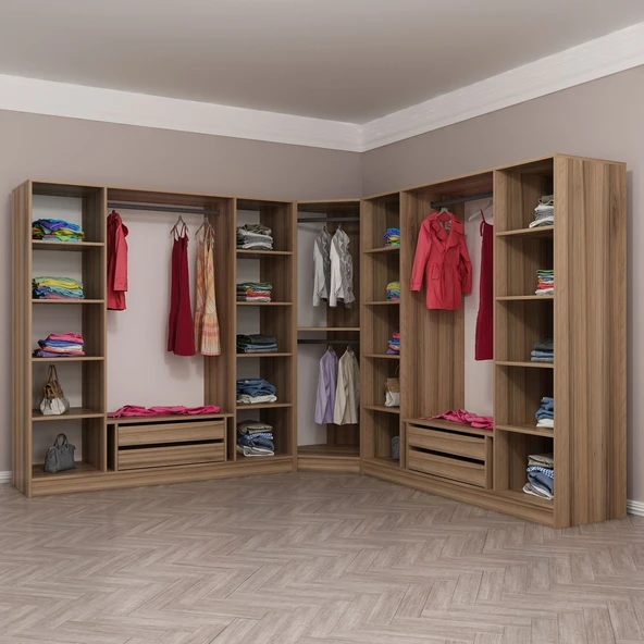 Minar Kaleplus190 9 Kapaklı 4 Çekmeceli Köşe Dolap Dore Dore Plus - Resim 4