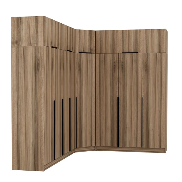 Minar Kaleplus190 8 Kapaklı 4 Çekmeceli Köşe Dolap Dore Dore Plus + Yüklük - Resim 4