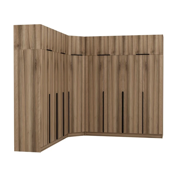 Minar Kaleplus190 9 Kapaklı 4 Çekmeceli Köşe Dolap Dore Dore Plus + Yüklük - Resim 4