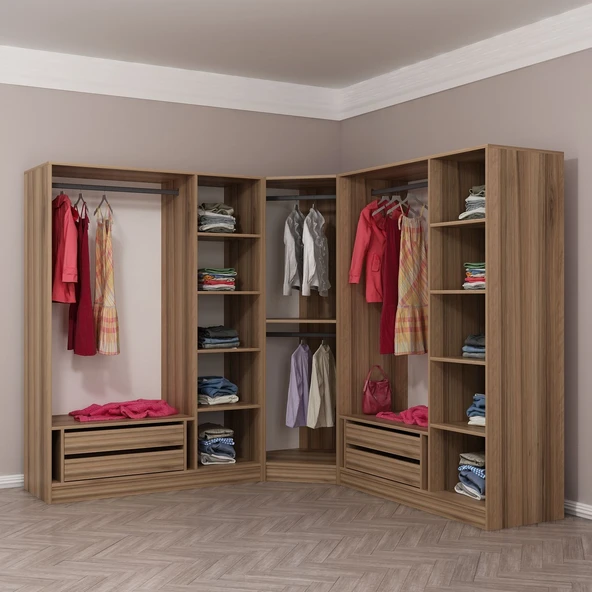 Minar Kaleplus190 7 Kapaklı 4 Çekmeceli Köşe Dolap Dore Dore Plus - Resim 5