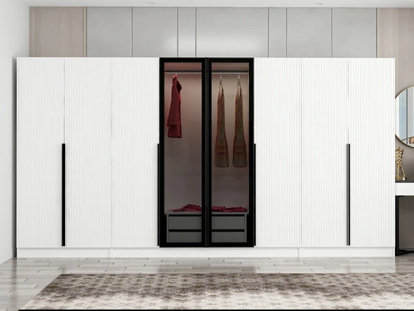 Minar Kale Plus190 8 Mebran Kapaklı 2Ç Dolap Beyaz Mebran Füme Cam - Resim 2