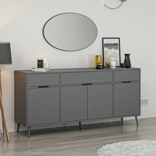 Minar Elina Ayaklı Konsol Aynalı Antrasıt-Antrasıt - Resim 3