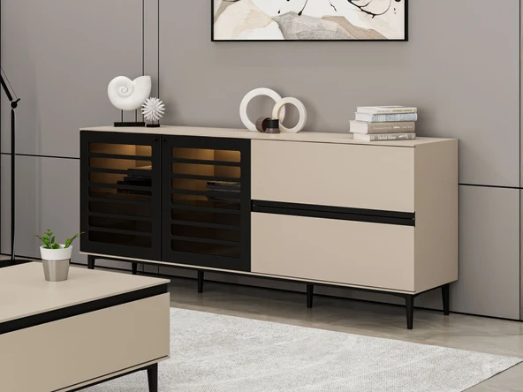 Minar Star Konsol Mbrn Cam Kpk 2K2C Soft - Kumtası Siyah - Resim 2