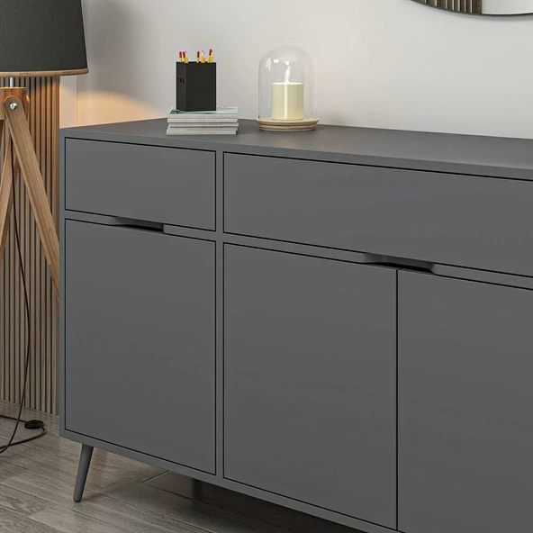 Minar Elina Ayaklı Konsol Aynalı Antrasıt-Antrasıt - Resim 4