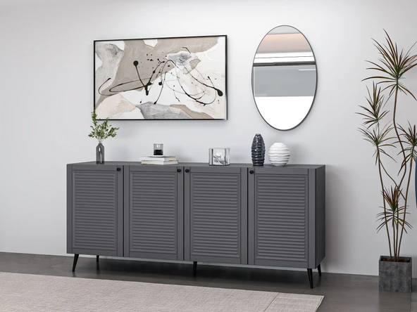 Minar Kale Aynalı Konsol Pandora - Antrasit Antrasit - Resim 3