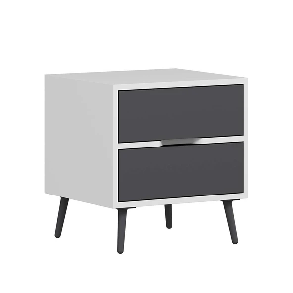 Minar Elina Ayaklı Komodin Beyaz-Antr - Resim 4