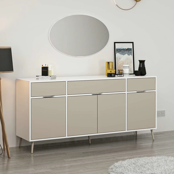 Minar Elina Ayaklı Konsol Aynalı Beyaz-Kumtaşı - Resim 4