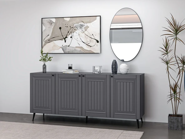 Minar Kale Aynalı Konsol İlkbahar - Antrasit Antrasit - Resim 2