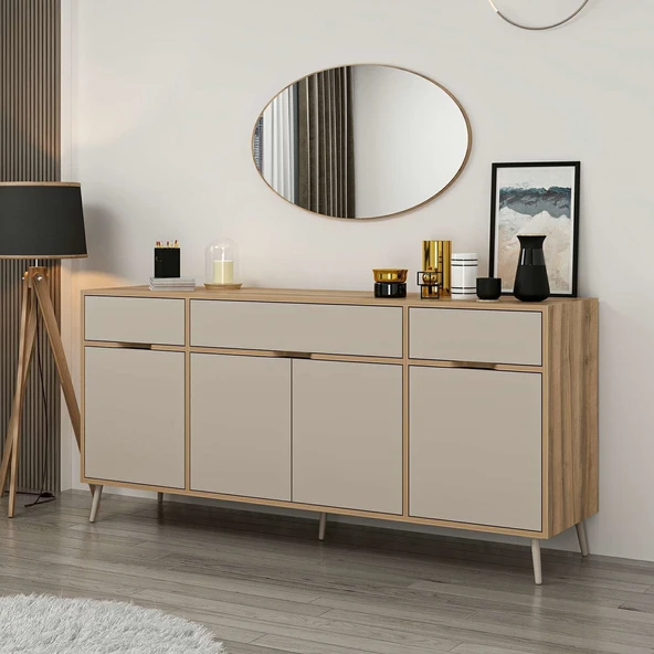 Minar Elina Ayaklı Konsol Aynalı Dore-Kumtaşı ürün görseli