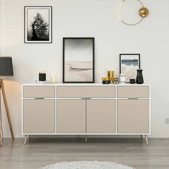 Minar Elina Ayaklı Konsol Beyaz-Kumtaşı - Resim 2