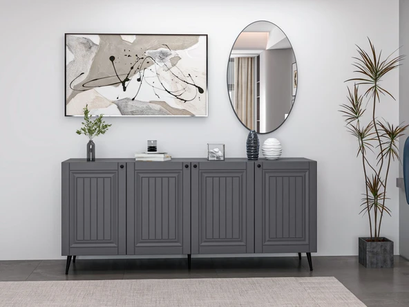 Minar Kale Aynalı Konsol İlkbahar - Antrasit Antrasit ürün görseli