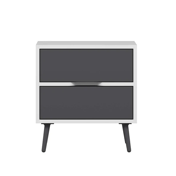 Minar Elina Ayaklı Komodin Beyaz-Antr - Resim 6