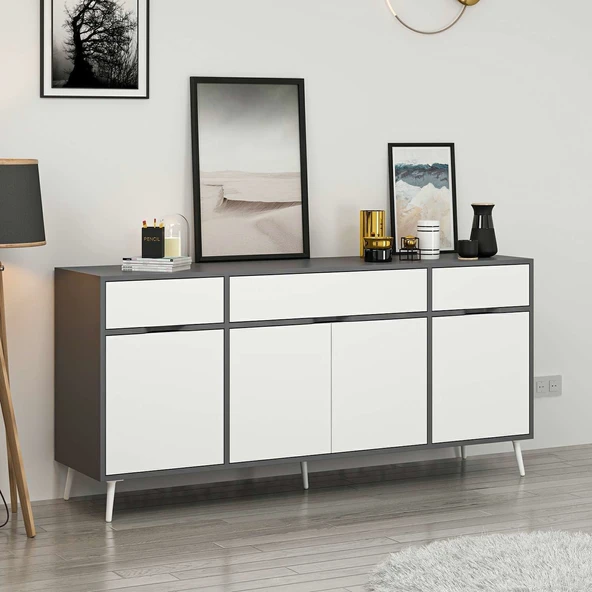 Minar Elina Ayaklı Konsol Antr-Beyaz - Resim 4