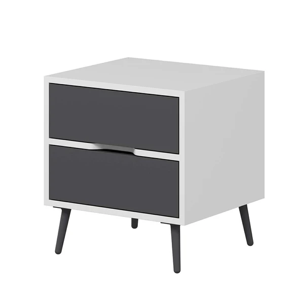 Minar Elina Ayaklı Komodin Beyaz-Antr - Resim 5