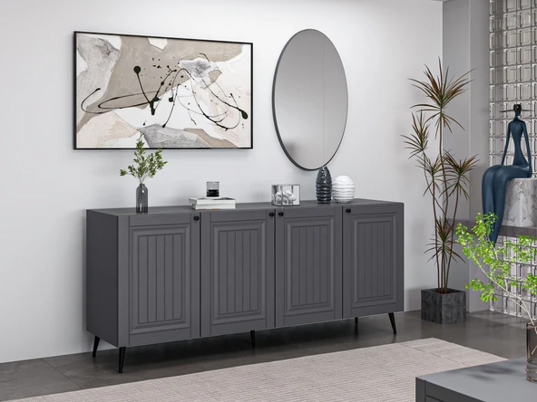 Minar Kale Aynalı Konsol İlkbahar - Antrasit Antrasit - Resim 3